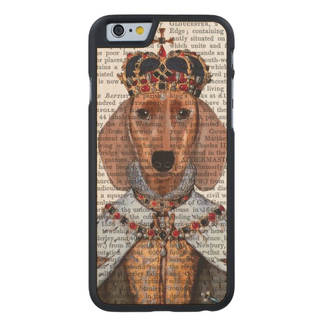 Funda De Madera Para iPhone De Carved Dachshund Queen 2 (Reverso)