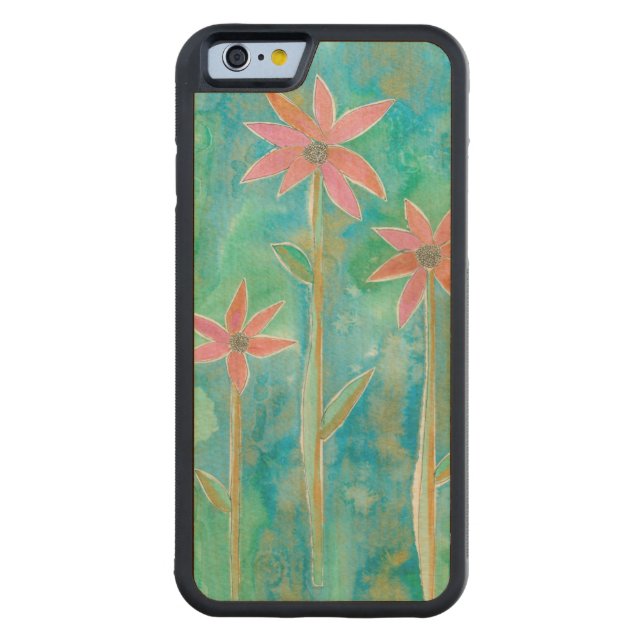 Funda De Madera Para iPhone De Carved Dainty Daisies III (Reverso)