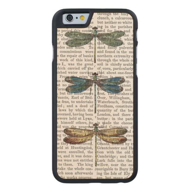 Funda De Madera Para iPhone De Carved Dragonflies Imprimir 2 (Reverso)