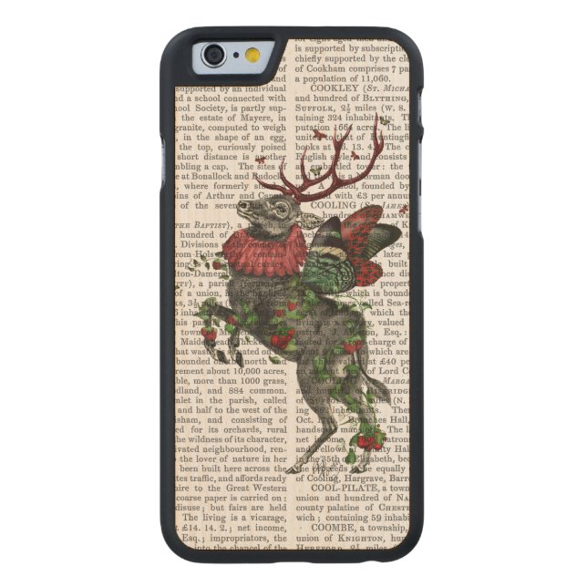 Funda De Madera Para iPhone De Carved Fresa Deer (Reverso)