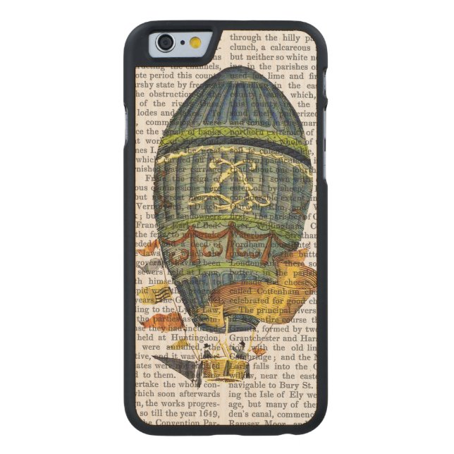 Funda De Madera Para iPhone De Carved Globo azul cilíndrico de aire caliente (Reverso)