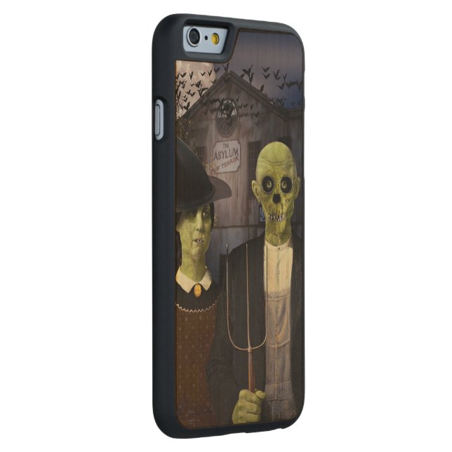 Funda De Madera Para iPhone De Carved Halloween gótico americano (Derecha)