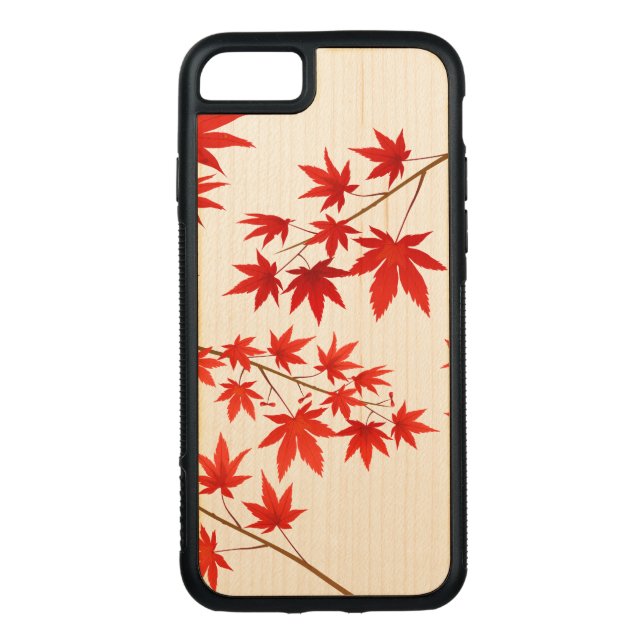 Funda De Madera Para iPhone De Carved Hojas de arce (Reverso)