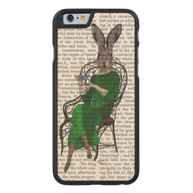 Funda De Madera Para iPhone De Carved Lady Bella Rabbit Tomando el té 2 (Reverso)