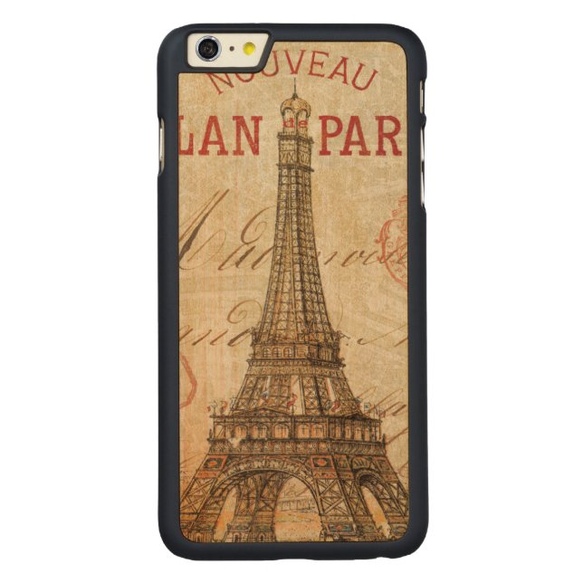 Funda De Madera Para iPhone De Carved Letra de París (Reverso)