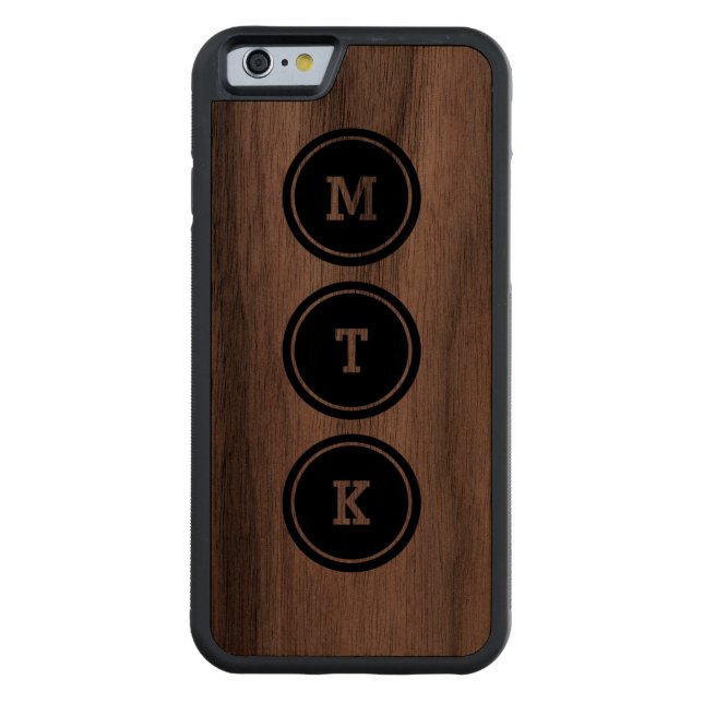 Funda De Madera Para iPhone De Carved Monograma negro del círculo (Reverso)
