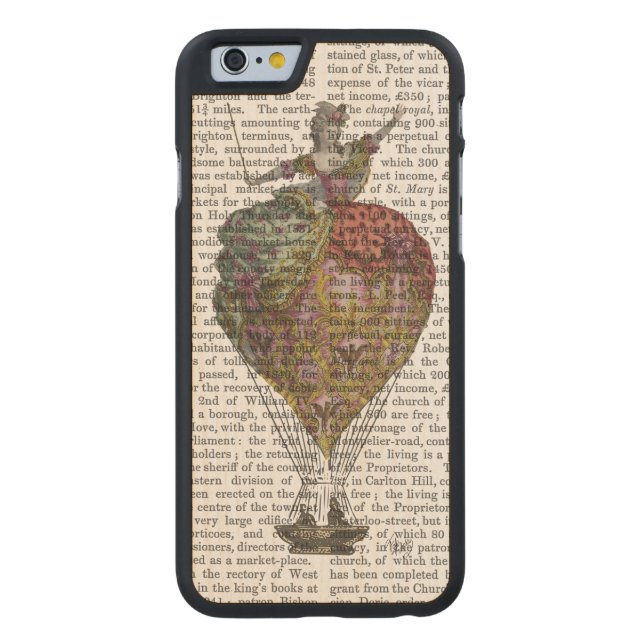 Funda De Madera Para iPhone De Carved Mujer 3 del globo del aire caliente (Reverso)