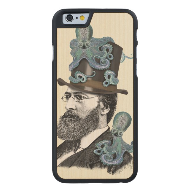 Funda De Madera Para iPhone De Carved Octopus 2 médica (Reverso)