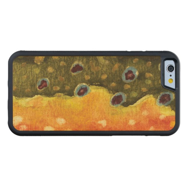 Funda De Madera Para iPhone De Carved Pesca con mosca (Frente (Horizontal))