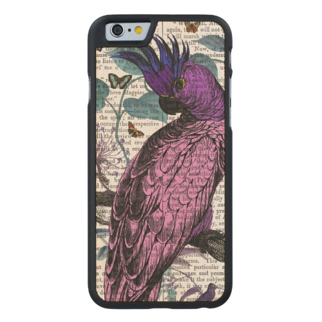 Funda De Madera Para iPhone De Carved Pink Parrot (Reverso)