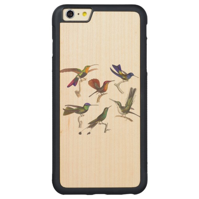 Funda De Madera Para iPhone De Carved Seis colibríes (Reverso)