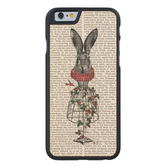 Funda De Madera Para iPhone De Carved Strawberry Hare (Reverso)