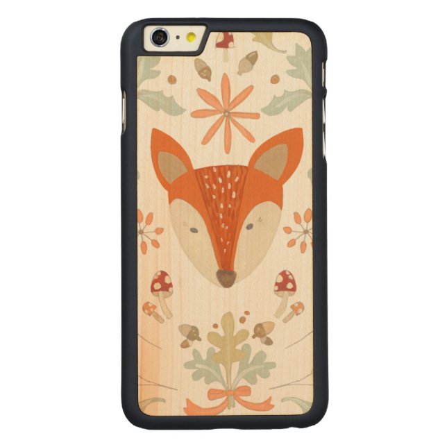 Funda De Madera Para iPhone De Carved Whimsical Woodland Fox (Reverso)