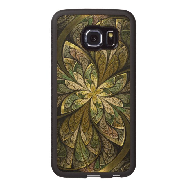 Funda De Madera Para Samsung Galaxy S6 Edge De Car La Chanteuse Vert (Reverso)