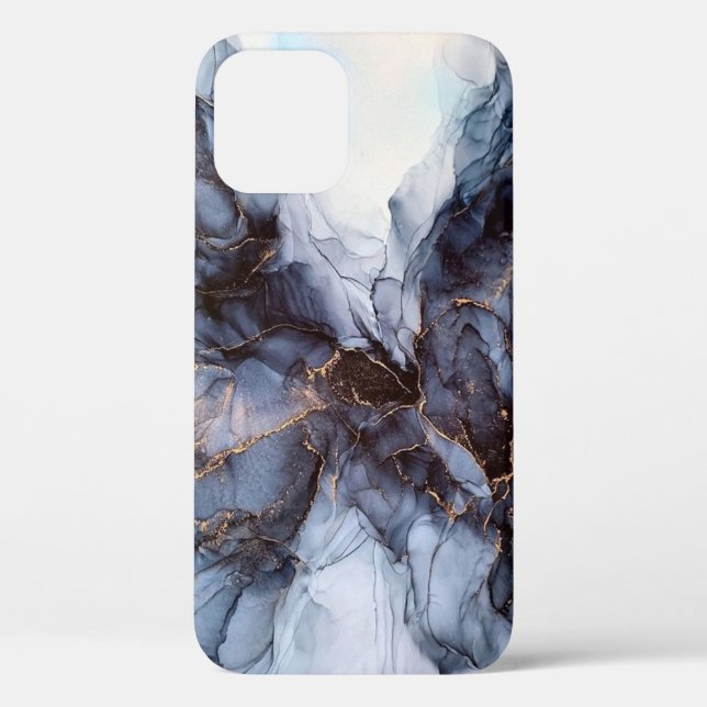 Funda de mármol azul marino gris moda-Mate iPhone  (Reverso )