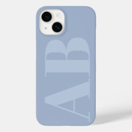 Funda de monograma mínimo inicial azul y gris mode