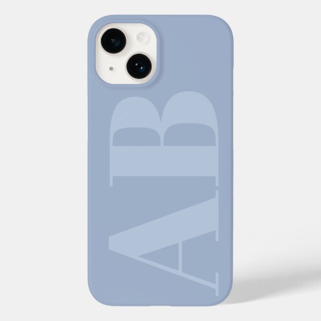 Funda de monograma mínimo inicial azul y gris mode (Reverso )
