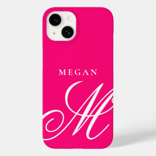 Funda de monograma rosa chicle - Mate iPhone 14 fu