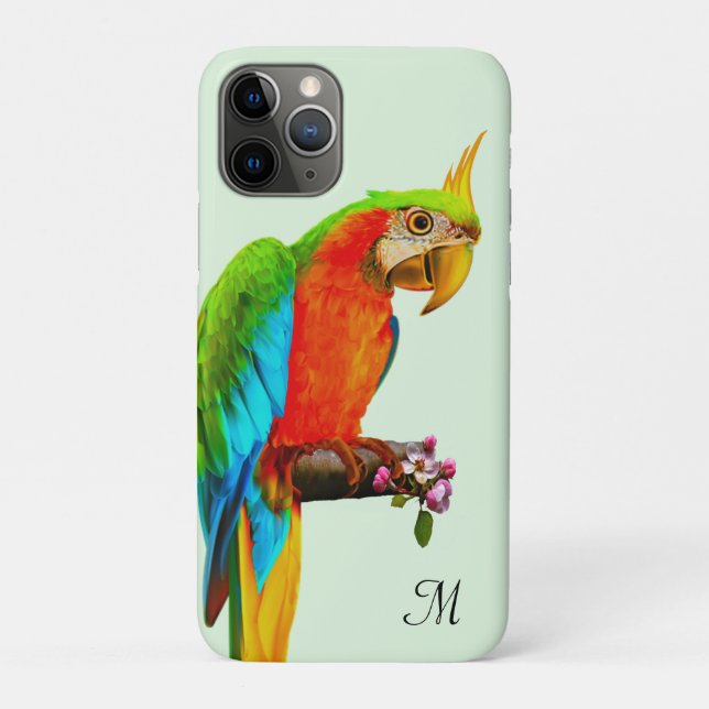 Funda de Monograma y Ave Multicolada Tropical-M (Reverso)