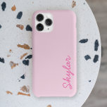 Funda de nombre cursivo de Personalizado rosado ro<br><div class="desc">¡Este es un estuche para iPhone con nombre cursivo de Personalizado rosa caliente de burbujas de goma!</div>