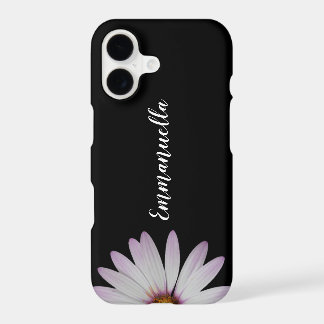 Funda de nombre de flor blanco y negro para iPhone