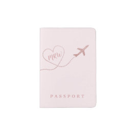 Funda De Pasaporte Avión Monograma viaje amor rosa