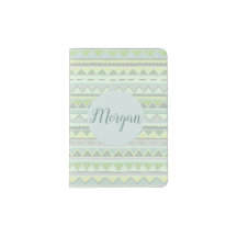 Chicas recortan patrón tribal zigzag verde con nom