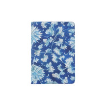 Diseño Floral Azul Vintage con Roleos