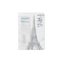 Elegant Paris Watercolor Eiffel Tower Blue Floral
