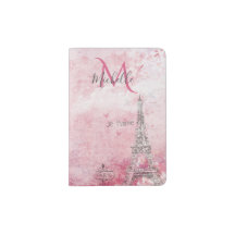 Elegant Pink Paris Watercolor Eiffel Tower Name