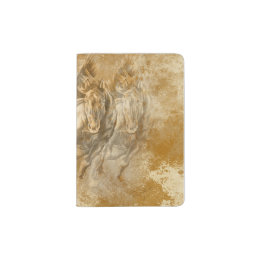 Funda De Pasaporte Galloping Wild Horses Black & Gold Passport Holder