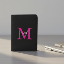 Monograma de nombre con letra script moderna rosa 