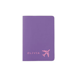 Funda De Pasaporte Niños Pink Purple Personalizados
