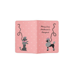 Funda De Pasaporte Perros negros rosados de la falda del perro de los