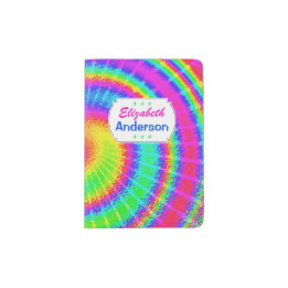 Funda De Pasaporte TieDye Hippie Psicodélico Groovy Colorido 70
