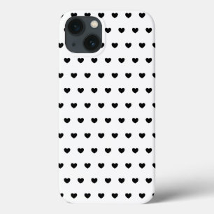 Funda de patrón de corazón blanco y negro para iPh
