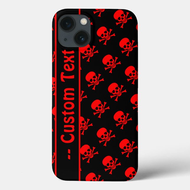 Funda de patrón de cráneo negro y rojo con texto P (Reverso)
