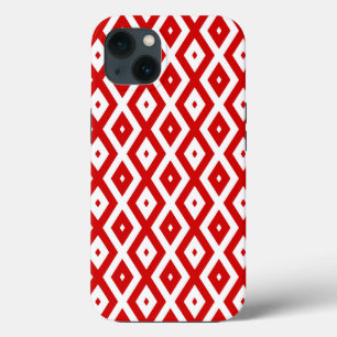 Funda de patrón de diamante rojo y blanco-Mate iPh