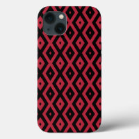 Funda de patrón de diamante rojo y negro-Mate iPho
