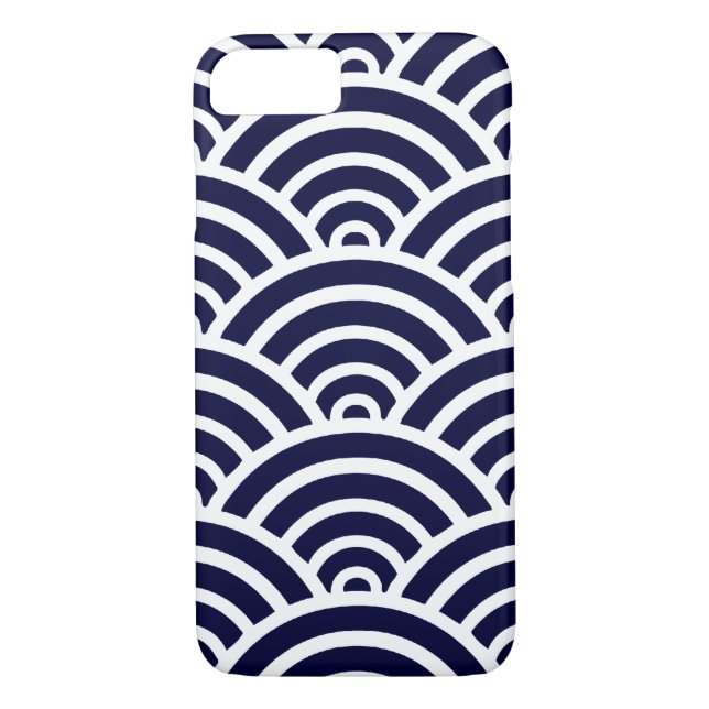 Funda de patrón de vieira azul y blanco para iPhon (Reverso)
