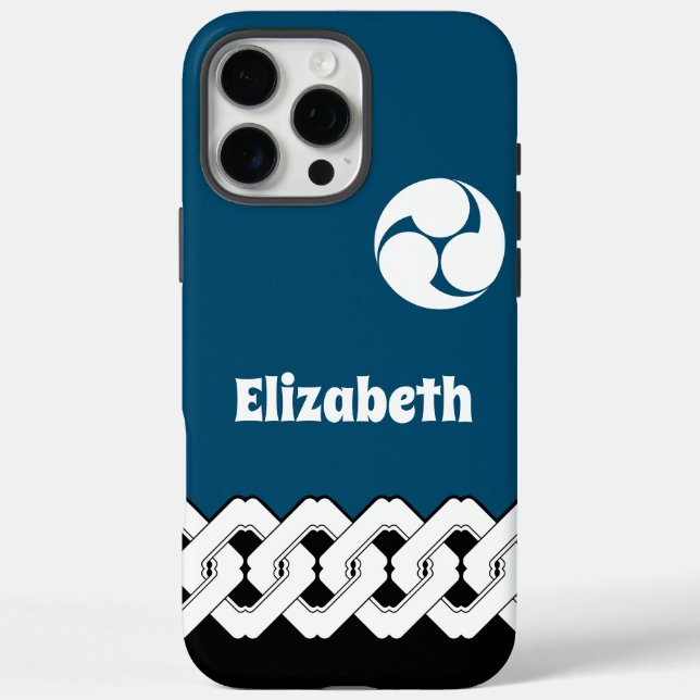 Funda de patrón espiral y cadena azul japonés (Reverso)