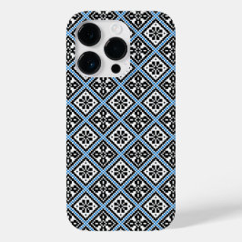 Funda de patrón estonio azul negro y blanco de mit
