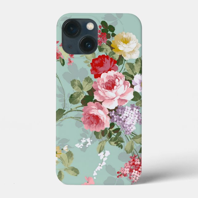 Funda de patrón floral de rosas rojas rosadas eleg (Reverso )