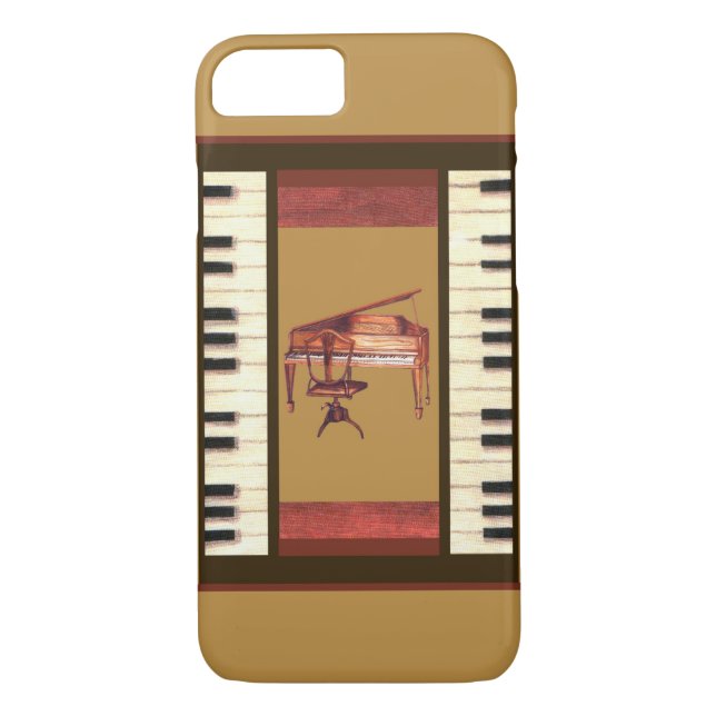 Funda de Piano Keys Border Antique Piano iPhone 7 (Reverso)