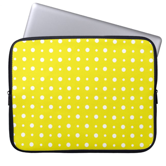Funda de portátil amarillo limón con puntos de Pol (Frente)