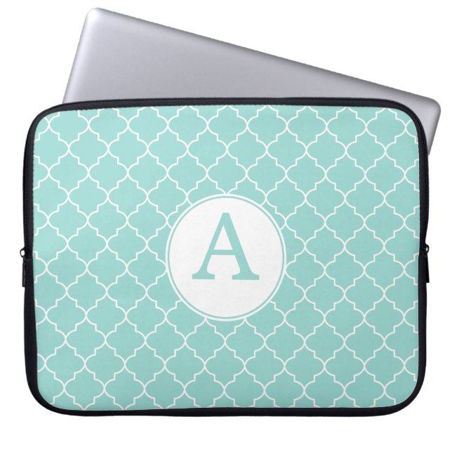 Funda de portátil Aqua Lace Monograma (Frente)