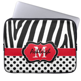 funda de portátil de 13" Red Black Zebra Stripes P