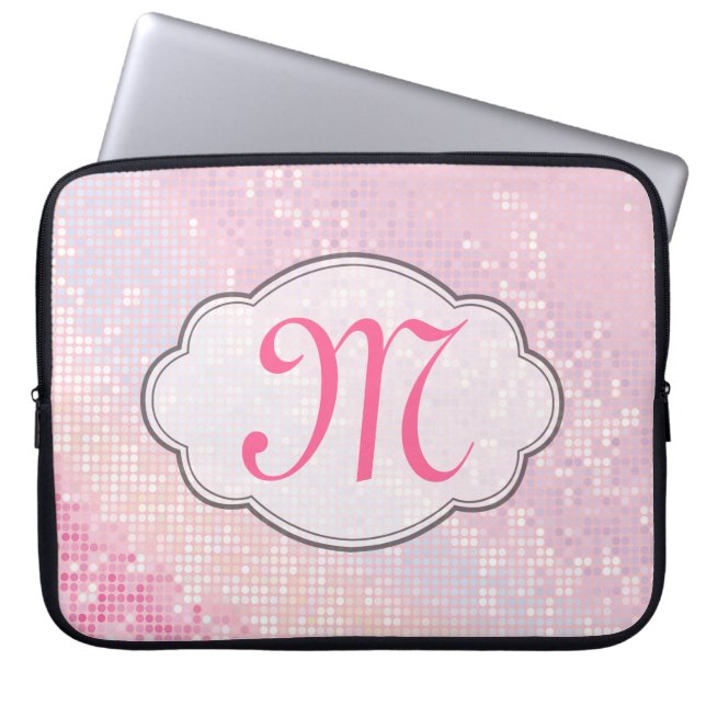Funda de portátil de 15" del monograma rosa girly  (Frente)