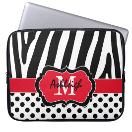 funda de portátil de 15" Red Black Zebra Stripes P