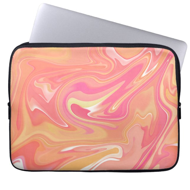 Funda de portátil de mármol naranja (Frente)